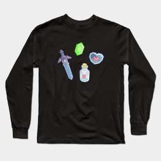 Gaming Items Stickers Long Sleeve T-Shirt